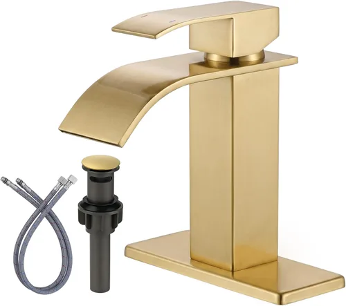 Miniatura 12 de Grifo de Baño de Bronce Frotado con Aceite: Grifo con Caño de Cascada ARCORA para Lavabo de Baño, Grifo Mezclador de Una Sola Manija, Grifo