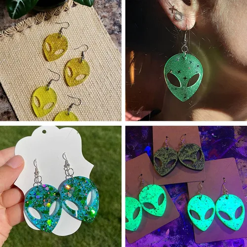 Miniatura 5 de Kit de 103 moldes de resina para aretes, 3 moldes de silicona para joyería de resina, moldes de fundición epoxi con ganchos para aretes para aretes
