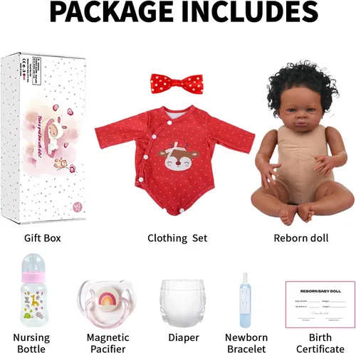 Miniatura 6 de SCOM Muñecas Reborn de bebé niña negra - Muñeca recién nacida africana americana realista de 20 pulgadas, cuerpo suave y pesado con aspecto