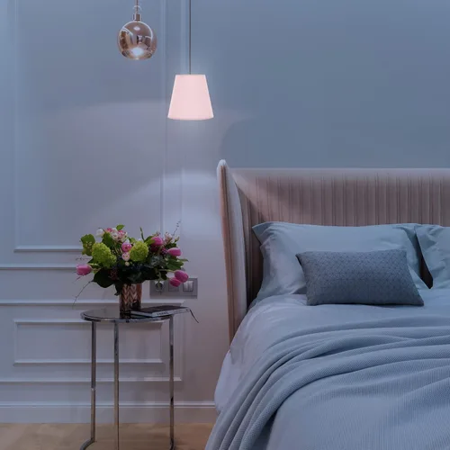 Miniatura 8 de Pantalla de lámpara pequeña de tela de lino con clip en la bombilla pantalla de tela de repuesto para lámpara de pared, bombillas de vela, color rosa