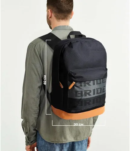 Miniatura 5 de W-POWER JDM Bride Racing Mochila de viaje para laptop con parte inferior marrón con correas de arnés ajustables (ASIMO-BK)