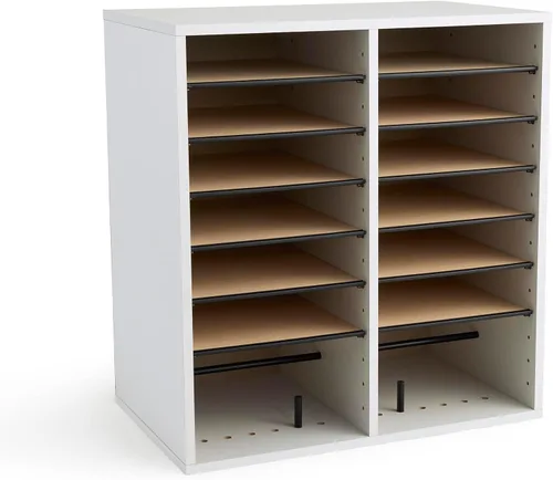 Miniatura 21 de Safco - Organizador de literatura, 12 compartimentos, buzón para oficina y aula con estantes ajustables, organizador de papel y correo de madera