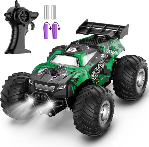 Auto de control remoto, camión de control remoto todo terreno para niños de 8 a 12, faros, motores duales, 1:20, 6.2 mi/h, 2.4 GHZ, apto para