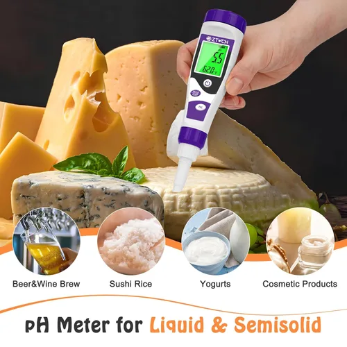 Miniatura 5 de Medidor de pH para Alimentos, Medidor de pH Digital para Enlatado, Fermentación y Cocina, Probador de pH Inteligente para Masa Madre, Ideal