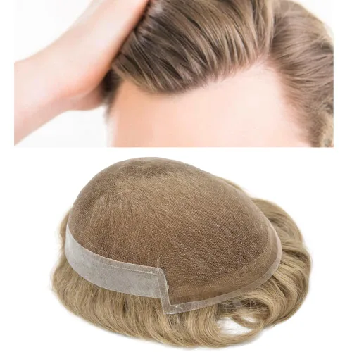 Miniatura 99 de LYRICAL HAIR Sistema de cabello humano con encaje frontal francés para hombres, tupé de piel de polietileno para hombres, línea capilar natural