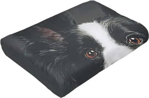 Miniatura 7 de Manta moderna de franela y felpa, manta con sonrisa de Border Collie para perros felices para un mejor sueño, manta de fácil cuidado para aire