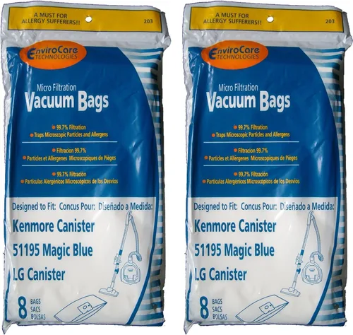 Envirocare Bolsas de polvo para aspiradora de microfiltración de repuesto hechas para adaptarse a Kenmore Canister Tipo M 51195 Magic Blue y LG