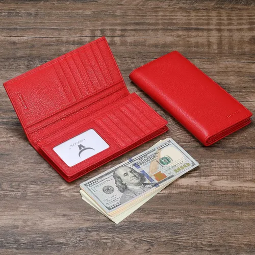 Miniatura 2 de HISCOW Cartera larga plegable con 15 ranuras para tarjetas de crédito piel de becerro italiana Rojo