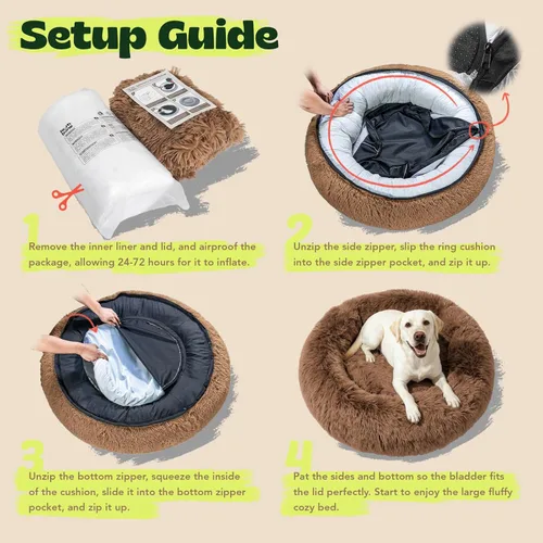 Miniatura 9 de Premium Donut Dog Bed,Dual Memory Foam Orthopedic Beds for Large Sized Dogs,Thick Cooling Gel Fluffy Calming Pet Couch with Removable Waterproof