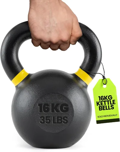 Miniatura 13 de Rage Fitness Single Cast Iron Kettlebell Powder Coated - Wide Handle Weights for Core & Glute Workouts; Swings, Squats, Deadlifts; Strength