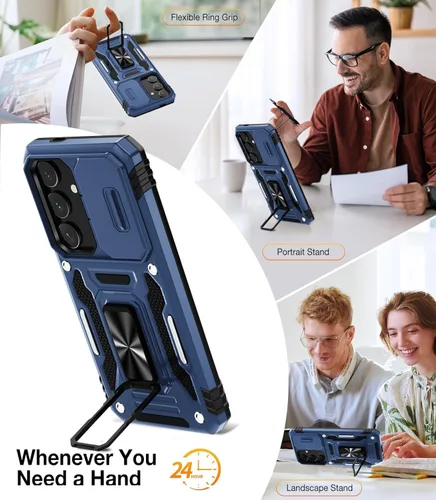 Miniatura 7 de WRJ Funda para Samsung Galaxy S25/Galaxy S24 con cubierta deslizante para cámara y protector de pantalla, protección de grado militar