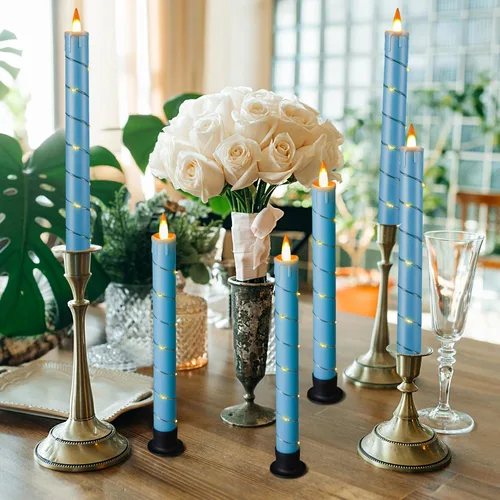 Miniatura 5 de Da by 3 piezas de velas cónicas parpadeantes sin llama operadas por batería - velas de ventana con control remoto y temporizador - llama LED 3D
