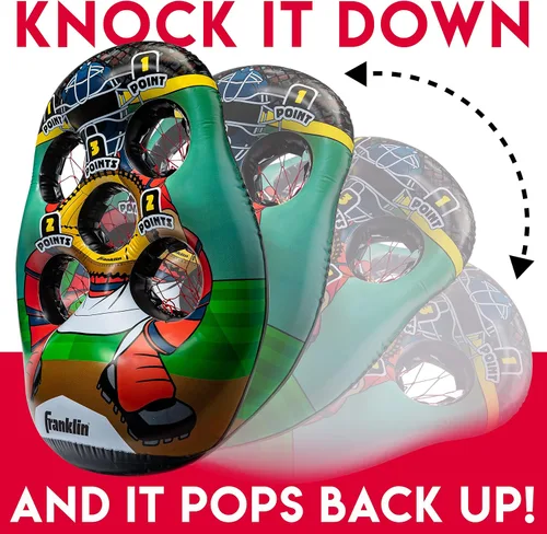 Miniatura 7 de Franklin Sports Juego Inflable de Lanzamiento de Objetivo para Niños - Juego Mini de Lanzamiento - Juego de Juguete Portátil para Interiores