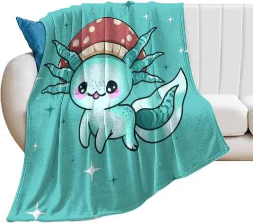 Manta de Axolotl, bonita manta de franela para niñas, regalo de 60 x 50 pulgadas Axolotl_3