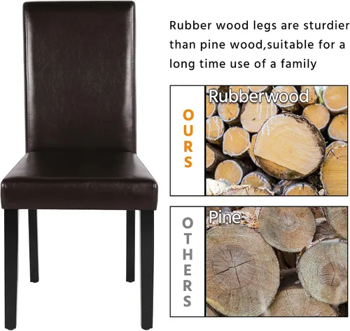 Miniatura 7 de Topeakmart Juego de 4 sillas de comedor de piel sintética con respaldo alto, patas de madera de pino acolchadas, sillas de cocina para comedor, sala