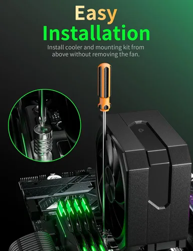Miniatura 4 de Enfriador de aire de CPU con tubos de calor de 4X6mm, enfriador de CPU de ventilador de 120mm 1650rpm, enfriador de CPU AMD AM5/AM4/AM3 Serie