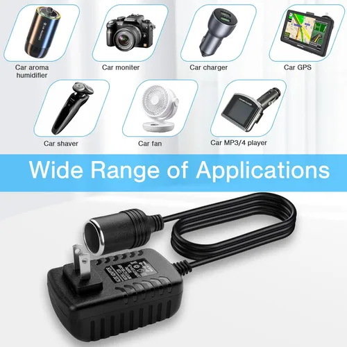 Miniatura 6 de Herfair Convertidor de CA a CC 2A 24W Adaptador de enchufe para encendedor de cigarrillos de automóvil, cable de alimentación 110-240V a 12V AC/DC