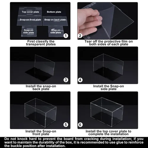 Miniatura 7 de MECCANIXITY Caja de acrílico transparente, caja transparente para ensamblar, escaparate a prueba de polvo de 9.8 x 9.8 x 15.7 pulgadas