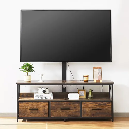 Miniatura 8 de VEVOR Soporte de TV de 52 pulgadas con soporte para televisores de hasta 75 pulgadas, centro de entretenimiento con toma de corriente y luces LED