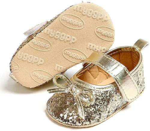 Miniatura 3 de Antheron Baby Girls Mary Jane Flats - Mocasines para bebé con suela suave, diseño floral brillante