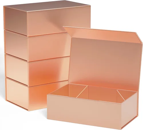 Miniatura 21 de Caja de regalo rosa de 10" x 6" x 3" con tapa de cierre magnético, caja de regalo para regalos, cajas de regalo de dama de honor, caja bonita, caja