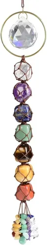 Adornos colgantes de cristal hechos a mano para ventana de automóvil, 7 chakras, decoración del hogar, adorno de Feng Shui, adorno de yoga,