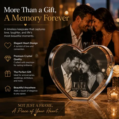 Miniatura 5 de Corazón de Cristal 3D Personalizado con Foto – Imagen Personalizada Grabada con Láser en Vidrio – Regalo Conmemorativo, de Boda, Aniversario