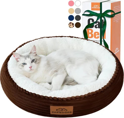 Miniatura 19 de Zerbuger Camas lavables de 20 pulgadas para gatos de interior, cama redonda en forma de dona para mascotas, para gatos, perros pequeños, cachorros