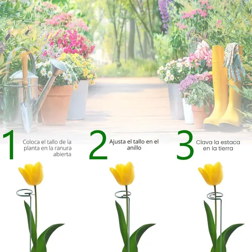 Miniatura 4 de Thealyn Paquete de 12 estacas de soporte para plantas de 16 pulgadas, aros de metal de un solo tallo de soporte de flores, estacas de plantas de 16