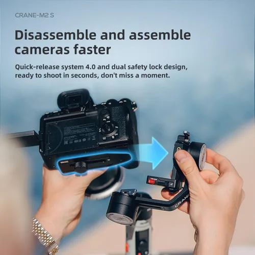 Miniatura 3 de Zhiyun Crane M2S Combo Gimbal Estabilizador para cámaras, luz de llenado integrada, control Bluetooth, disparo vertical, compatible con cámaras sin