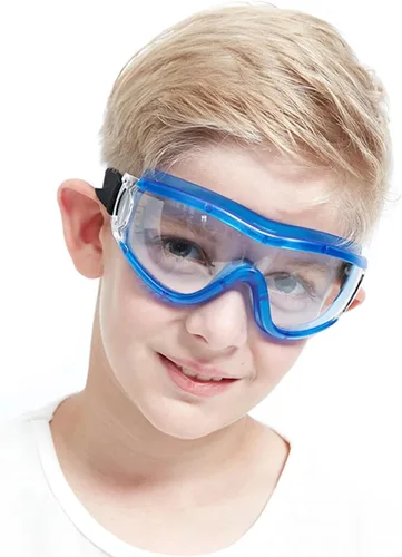 Gafas de seguridad antivaho para niños, gafas de laboratorio para niños, ajustables, compatibles con pistola Nerf Azul