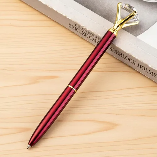Miniatura 5 de Personalizado 20 Piezas Big Diamond Pen Rhinestones Crystal Metal Bolígrafo Promocional Tinta Negra