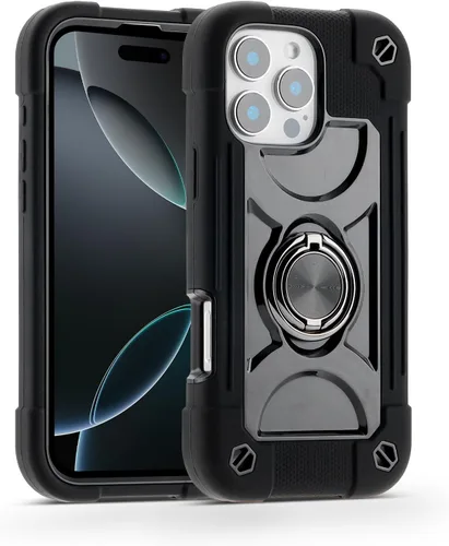 Miniatura 75 de MARKILL Funda compatible con iPhone 15 de 6.1 pulgadas con soporte integrado, [grado militar resistente de cuerpo completo] protección contra Rosa