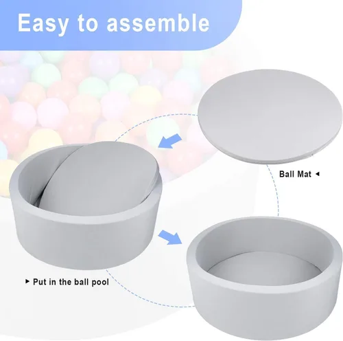 Miniatura 7 de TRENDBOX Piscina de pelotas de espuma para niños pequeños, 35x11 pulgadas, piscina de bolas suave para bebés con cubierta de terciopelo lavable