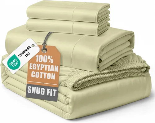 Miniatura 41 de Lane Linen Sábanas 100% de algodón egipcio, tamaño King, naturalmente transpirables y duraderas, cómodas para el invierno, ultra suaves, comodidad