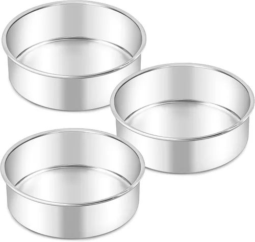 Miniatura 9 de LIANYU Juego de 2 moldes redondos para tartas de 6 pulgadas de capa redonda para hornear, molde redondo de acero inoxidable antiadherente, Negro