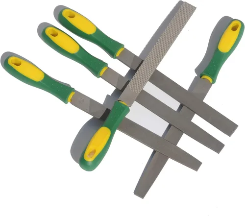 Miniatura 2 de ASNOMY Juego de lima y raspa de acero resistente de 8 pulgadas con asas de goma, escobilla de acero de alto carbono y lima de metal plano