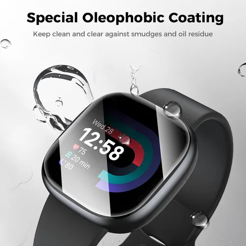 Miniatura 4 de LK Paquete de 6 protectores de pantalla para Fitbit Versa 4/Versa 3, TPU flexible, sin vidrio. Cobertura máxima, autorreparación, 0 burbujas