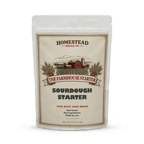 Homestead Bread Co. Cultivo básico de masa madre de granja - Iniciador de masa madre deshidratada con cultivos activos para pan casero, hornear,