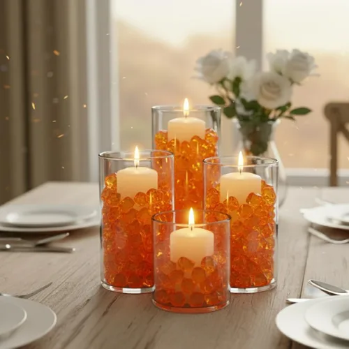 Miniatura 5 de PMLAND 180 piedras de hielo acrílicas naranjas – Gemas de hielo falsas trituradas, piedras de cristal decorativas para relleno de jarrón, mesa