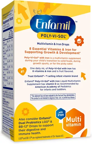 Miniatura 8 de Enfamil Poly-Vi-Sol con Hierro Gotas de Suplemento Multivitamínico para Bebés y Niños Pequeños, Frasco con Gotero de 50 mL (el Paquete Puede Variar)