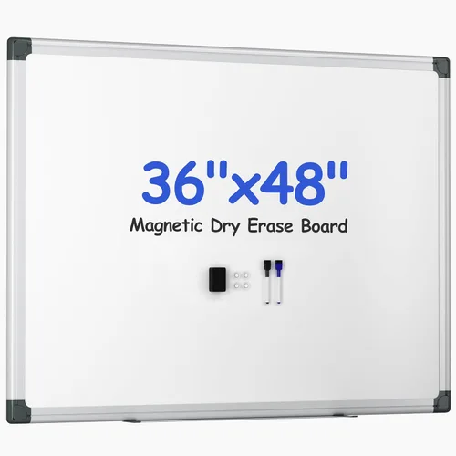 Miniatura 8 de Pizarra blanca magnética para colgar de 36 x 24 pulgadas para pared, pizarra de borrado en seco para oficina, escuela, hogar, marco plateado