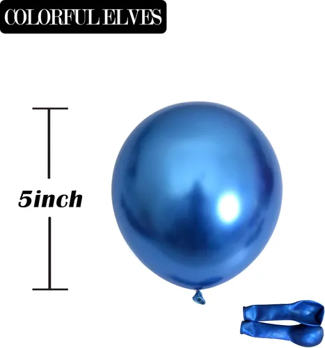 Miniatura 2 de 100 globos pequeños de color azul metálico de 5 pulgadas, cromados, mini globos brillantes de helio para decoraciones de fiestas A3-azul