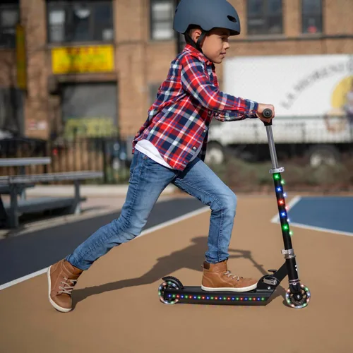 Miniatura 8 de Jetson Kids Jupiter patinete de 2 ruedas con luz LED para niños, luces LED en el manillar, la columna, las ruedas y la plataforma, manillar Júpiter