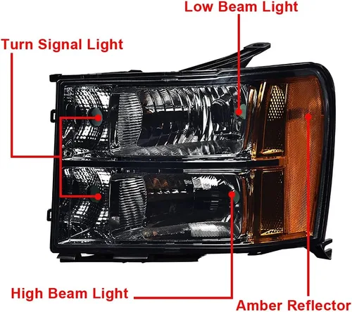 Miniatura 6 de PIT66 Conjunto de faros compatible con GMC Sierra 1500 2500HD 3500HD 2007-2013 Faros de halogéno para lado del conductor y del pasajero Lente
