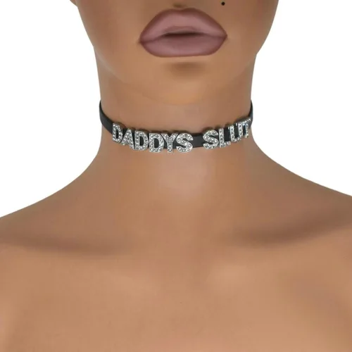 Miniatura 4 de Gargantilla de Daddy's SLUT, gargantilla de diamantes de imitación para mujer, princesa de miel, lindo collar sexy de papá para niñas, collar