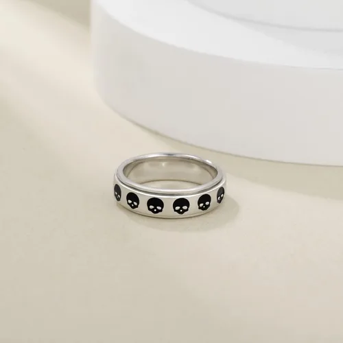 Miniatura 20 de YAFEINI Anillo giratorio de plata de ley con elefante, mal de ojo, abeja, cruz, cráneo, montaña, luna triple, conejo, anillo giratorio