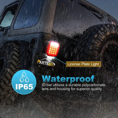 Miniatura 2 de Partsam Par de 38 LED Luces de cola universales de freno de giro de parada de licencia de respaldo para Wrangler YJ TJ CJ Camión Remolque Barco RV
