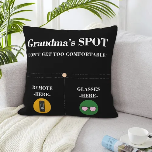 Miniatura 5 de Funda de almohada con dos bolsillos, regalos para abuela, funda de almohada cuadrada de poliéster de doble cara para decoración del hogar, regalos