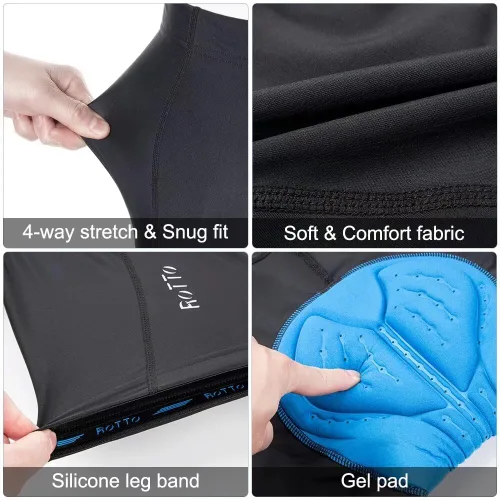 Miniatura 4 de ROTTO Pantalones cortos de ciclismo para hombre con acolchado de gel